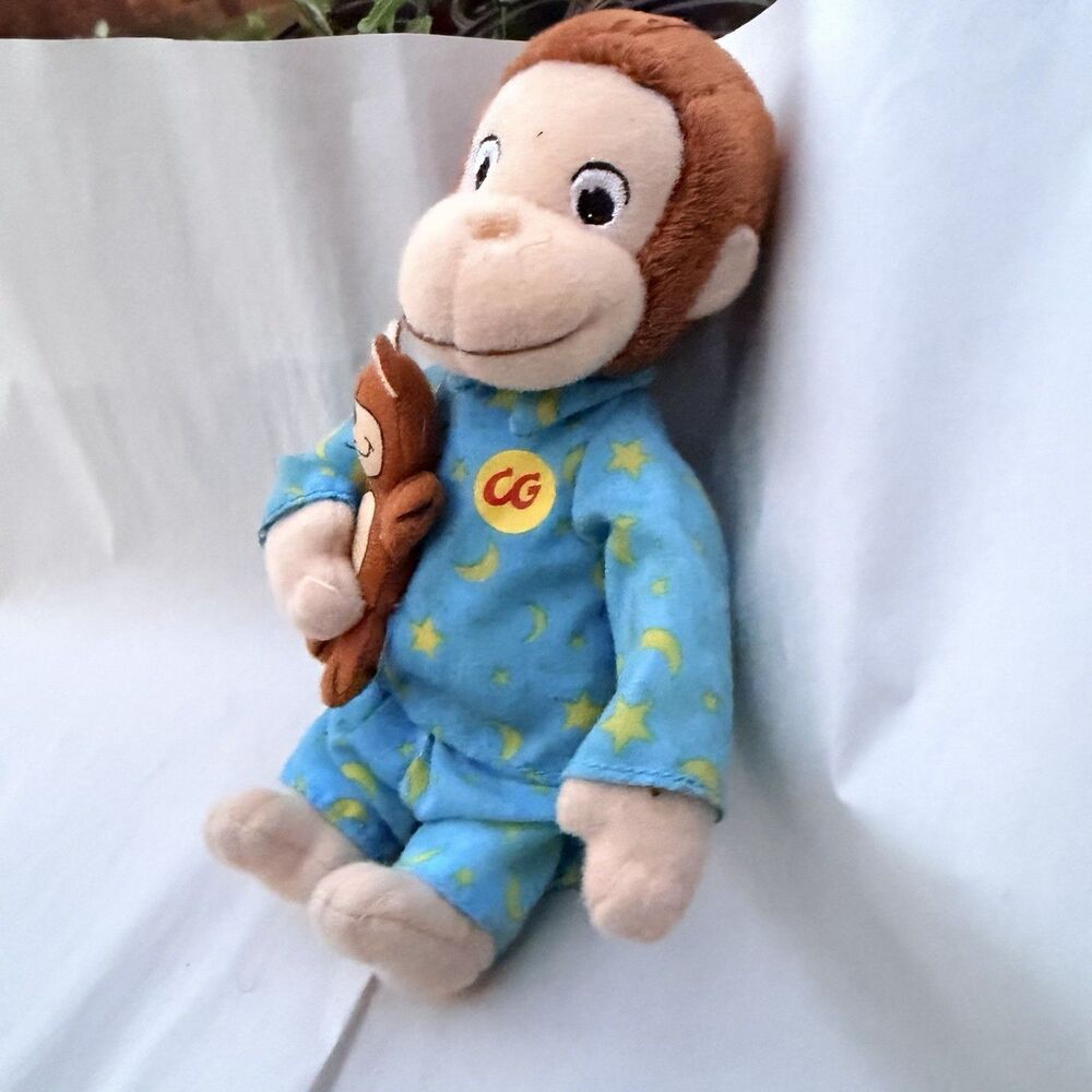 Marvel Toys Curious George Plush Monkey in PAJAMAS with Teddy Bear 8” stuffed